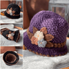 Cappello di lana lavorato a maglia con fiori da donna addensati francesi