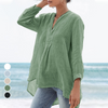 Blusa monocromatica per il tempo libero con scollo a V