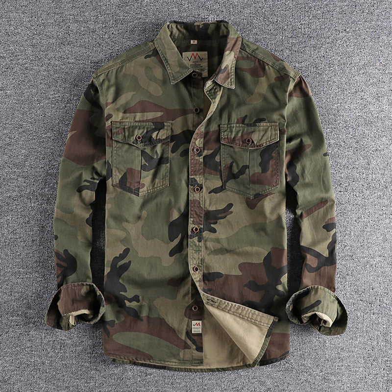 🎉 Speciale estate 🎉Camicia da lavoro mimetica da uomo a maniche lunghe