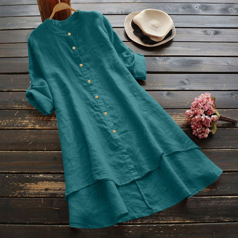 Camicia In Cotone e Lino Tinta Unita