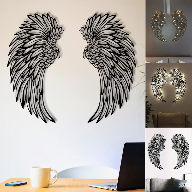 ✨Arte della parete di ali di metallo con luci a LED