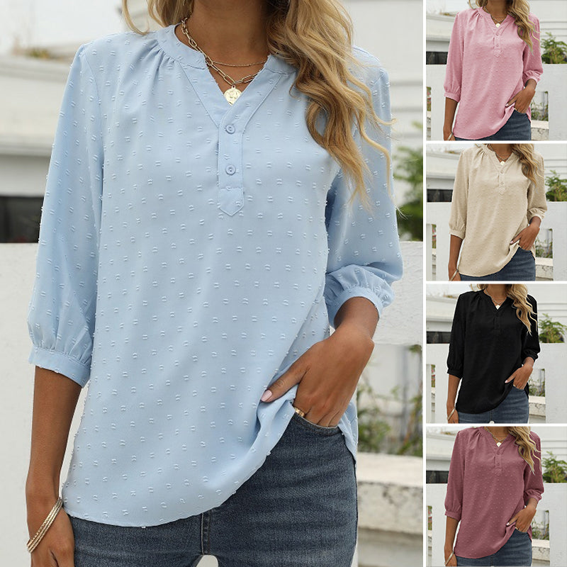 Camicia Con Collo Alto E Maniche A Mezza