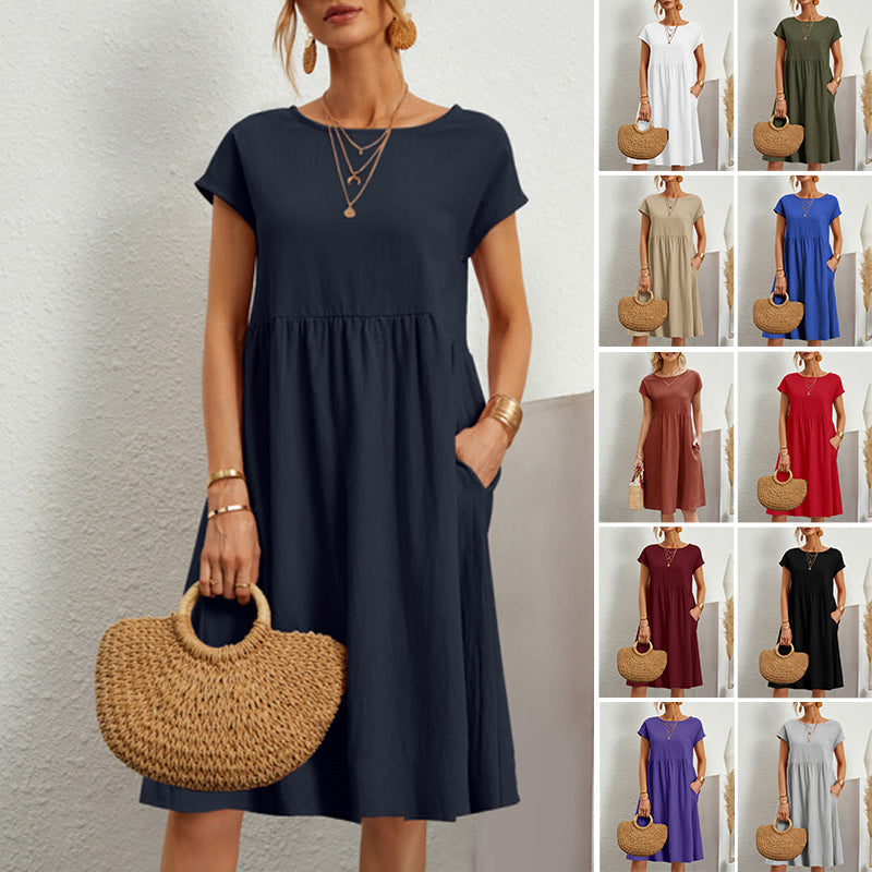 Abito Girocollo Da Donna In Cotone