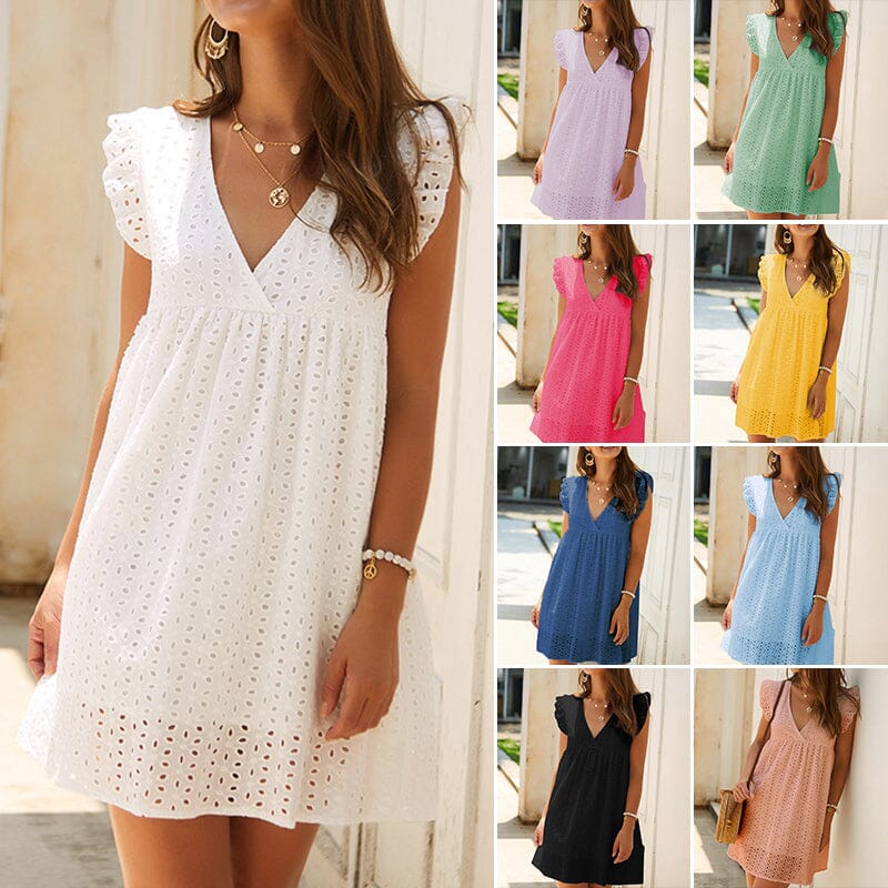 🎉 Speciale estate 🎉Abito estivo in pizzo con maniche arruffate