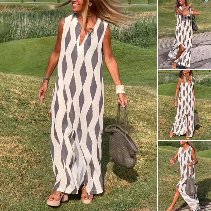 🎉Speciali estive🎉Prevendita-Abito casual da donna Abito da carro armato geometrico