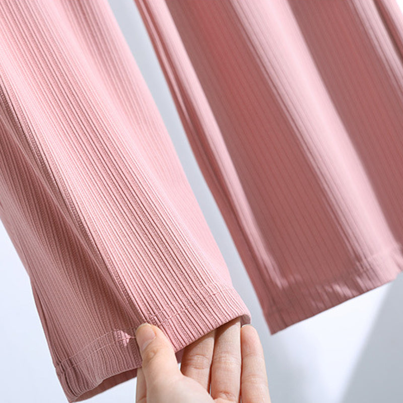 Pantaloni a gamba larga in seta ghiaccio con drappo estivo a vita alta da donna