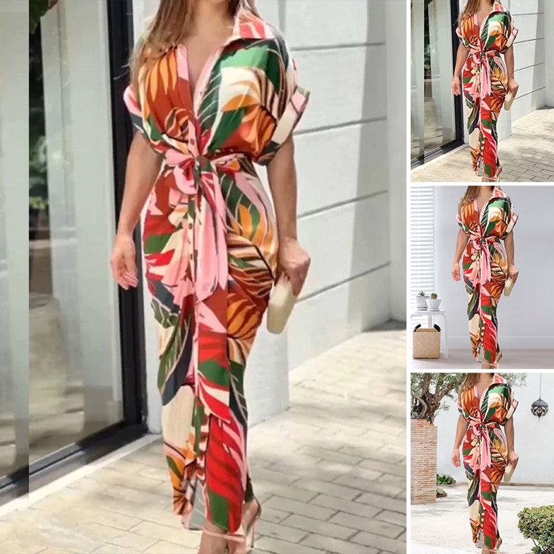 🎉Speciali estive🎉Maxi abito estivo con scollo a V e maniche corte