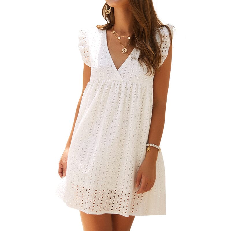 🎉 Speciale estate 🎉Abito estivo in pizzo con maniche arruffate