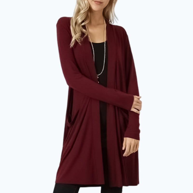 Cardigan lungo semplice tinta unita
