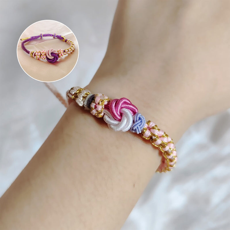 🩷Bracciale intrecciato con nodo di fiori di pesco