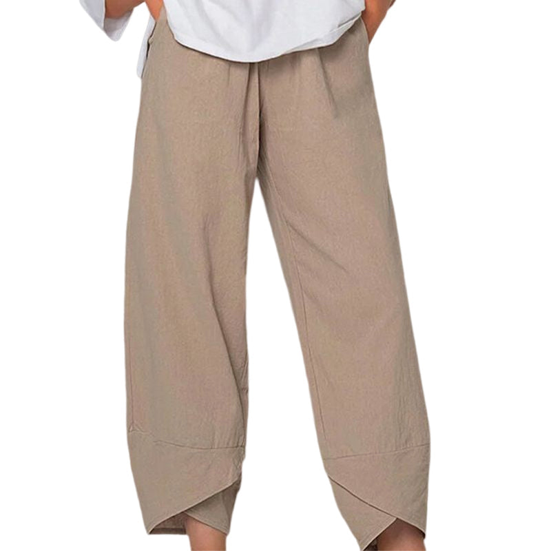 Pantaloni Casual in Cotone e Lino