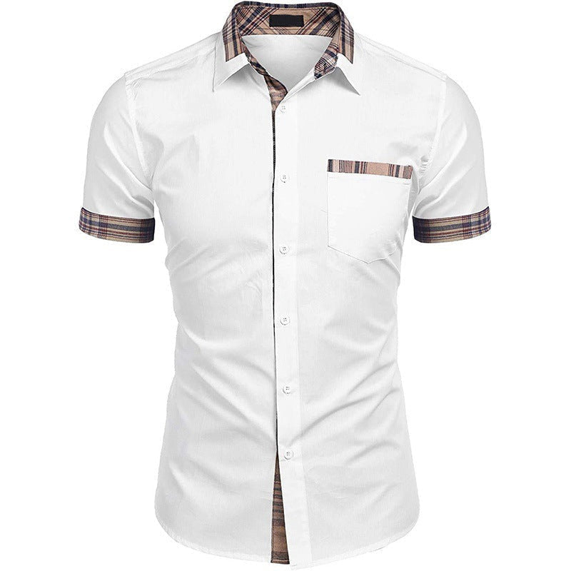 Camicia estiva da uomo con colletto scozzese casual