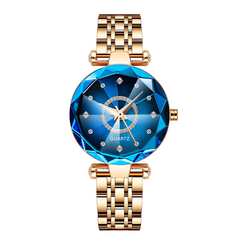 Orologio impermeabile da donna con quadrante con diamanti stellati