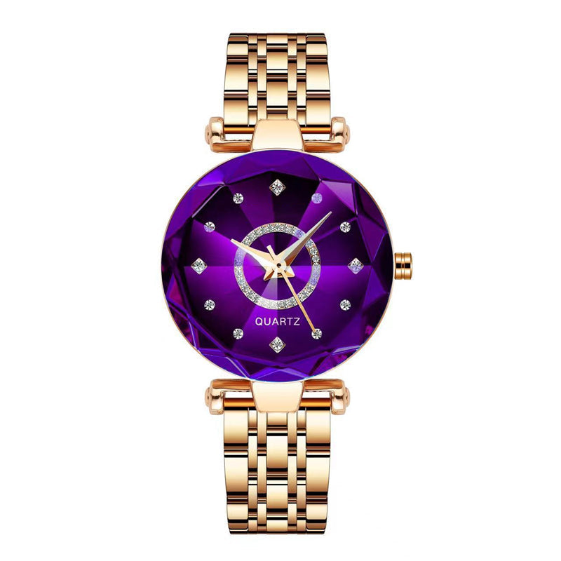 Orologio impermeabile da donna con quadrante con diamanti stellati