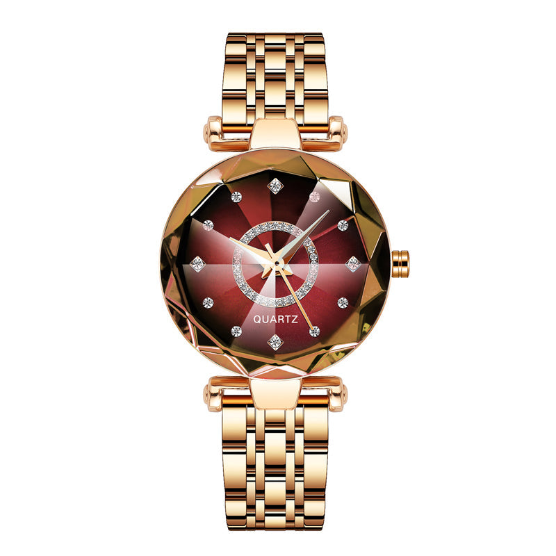 Orologio impermeabile da donna con quadrante con diamanti stellati